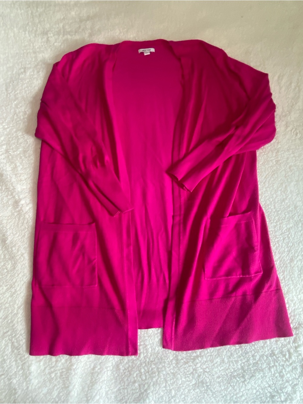 Nine West Bright Fuchsia Open-Front Long Cardigan